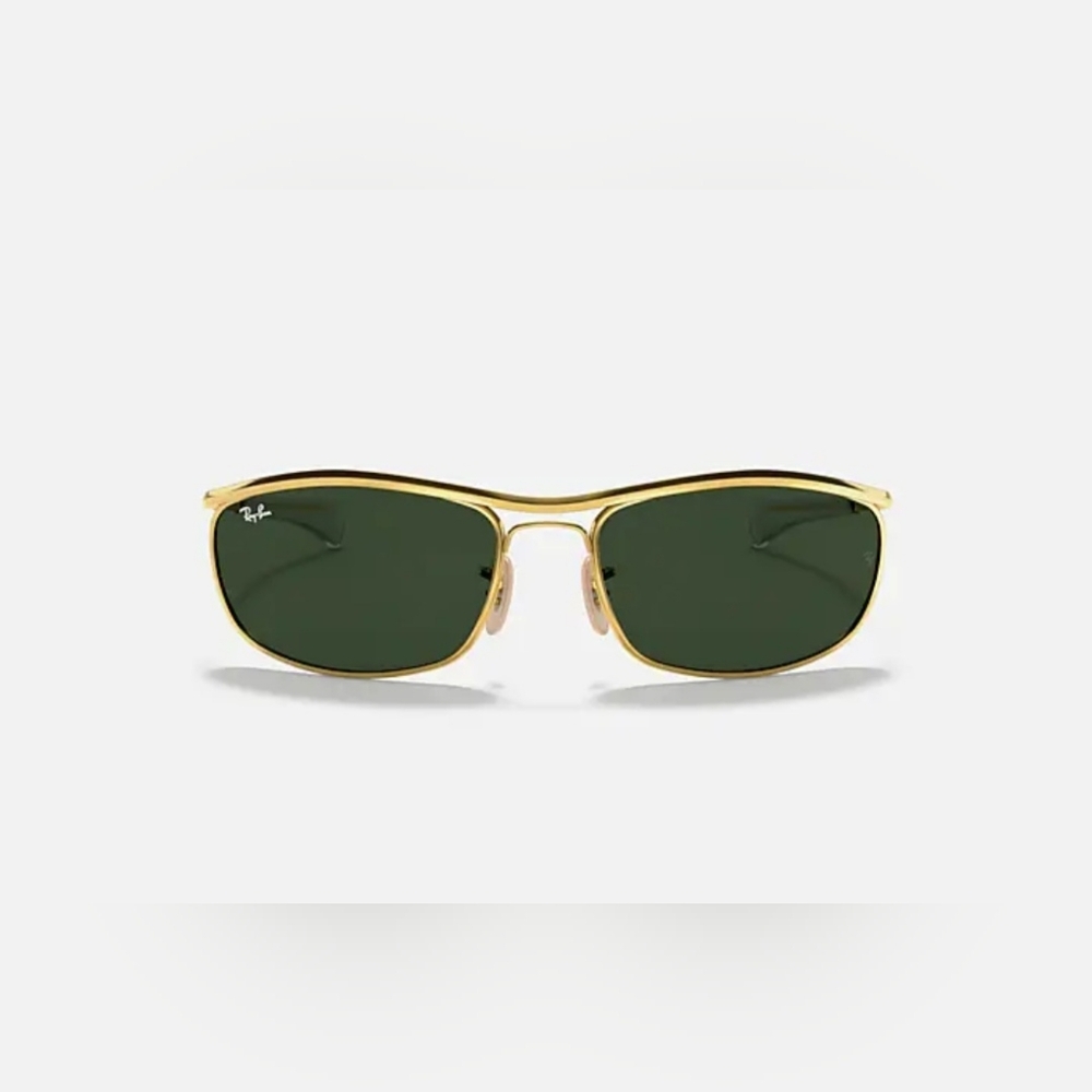 Ray-Ban Men's Gold Frame Sunglasses with Green Lenses